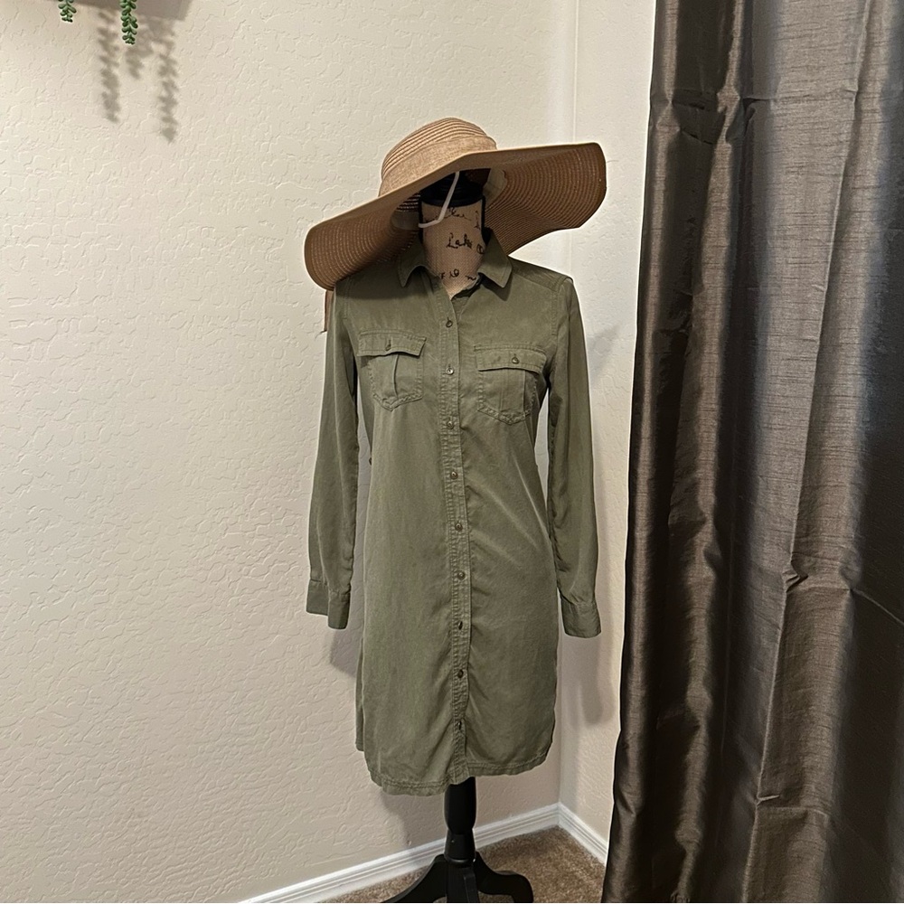 Banana Republic | Olive Green Button-Up Shirt Dress